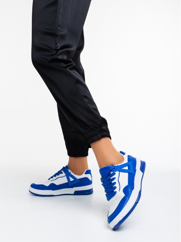 Дамски спортни обувки бели с тъмно синьо от еко кожа Milla, 3 - Kalapod.bg