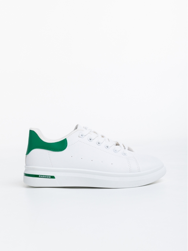 Дамски спортни обувки бели с зелено от еко кожа Kassiopeia, 5 - Kalapod.bg