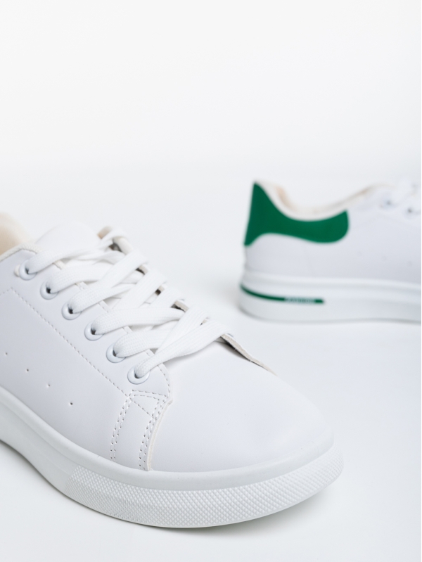 Дамски спортни обувки бели с зелено от еко кожа Kassiopeia, 6 - Kalapod.bg