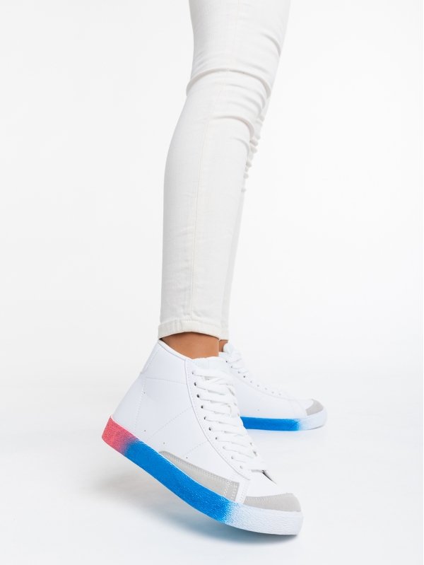 Дамски спортни обувки бели с синьо от еко кожа Kianna, 2 - Kalapod.bg