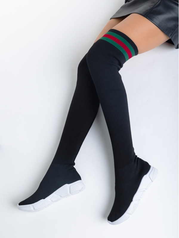 Дамски спортни обувки черни с бяло от текстилен материал Tessie, 4 - Kalapod.bg