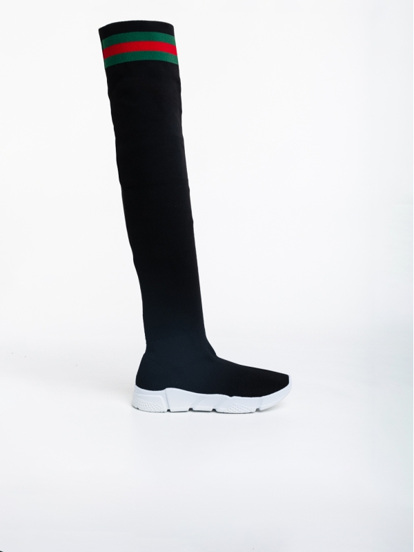 Дамски спортни обувки черни с бяло от текстилен материал Tessie, 5 - Kalapod.bg