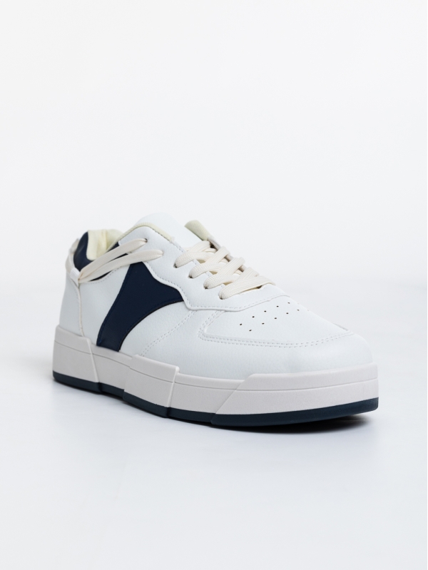 Мъжки Спортни Обувки бели с тъмно синьо от еко кожа Verdell - Kalapod.bg