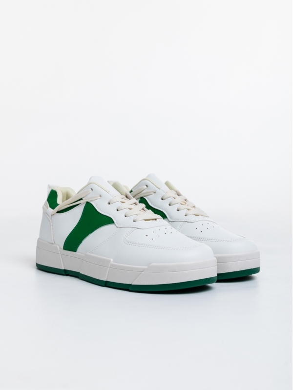 Мъжки Спортни Обувки бели със зелено от еко кожа Verdell, 2 - Kalapod.bg