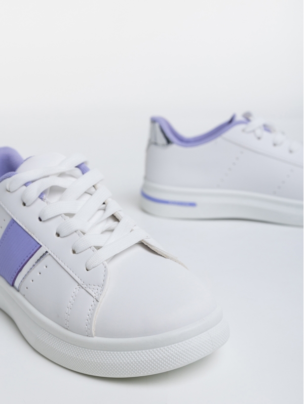 Дамски спортни обувки бели с лилаво от еко кожа Ermelinda, 6 - Kalapod.bg
