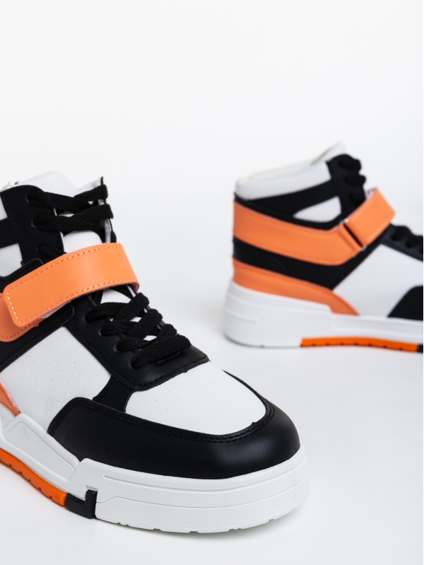 Дамски спортни обувки черни с оранжево от еко кожа Madyson, 6 - Kalapod.bg