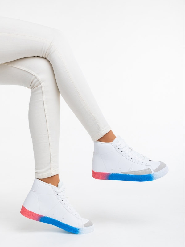 Дамски спортни обувки бели с синьо от еко кожа Kianna, 4 - Kalapod.bg