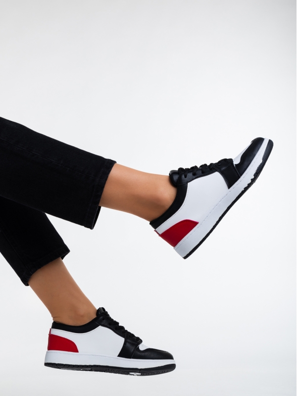 Дамски спортни обувки черни с червено от еко кожа Tatyanna, 4 - Kalapod.bg