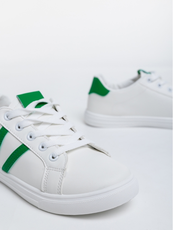 Дамски спортни обувки бели с зелено от еко кожа Virva, 6 - Kalapod.bg