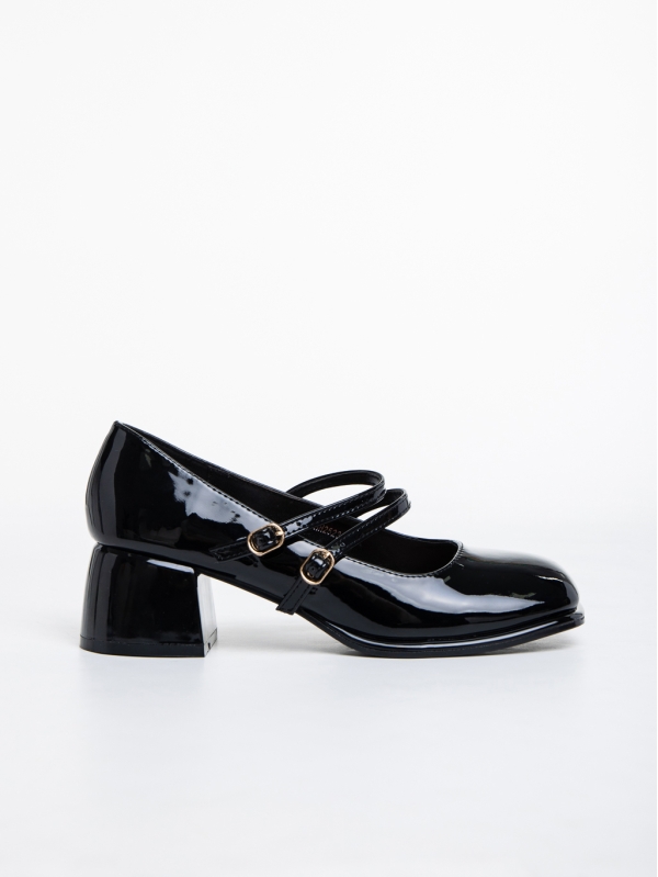 Дамски обувки  черни  с ток от лачена еко кожа  Christelle, 5 - Kalapod.bg