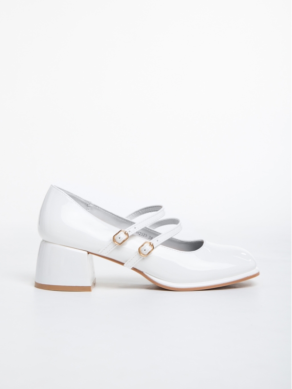 Дамски обувки  бели  с ток от лачена еко кожа  Christelle, 5 - Kalapod.bg