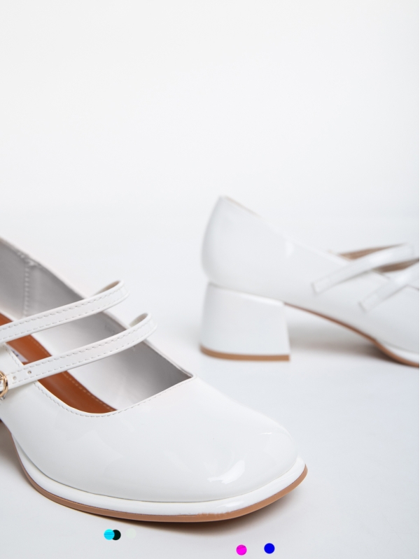 Дамски обувки  бели  с ток от лачена еко кожа  Christelle, 6 - Kalapod.bg