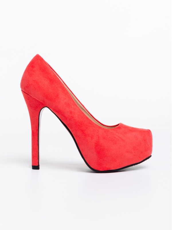 Дамски обувки  червени  с ток  от текстилен материал  Marsha, 5 - Kalapod.bg