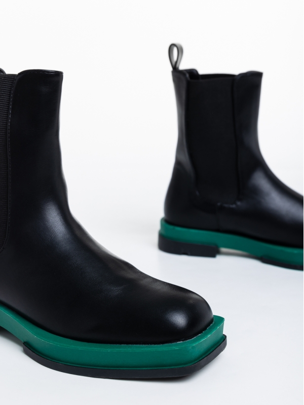 Дамски чизми черни със зелено от еко кожа Omolara, 6 - Kalapod.bg