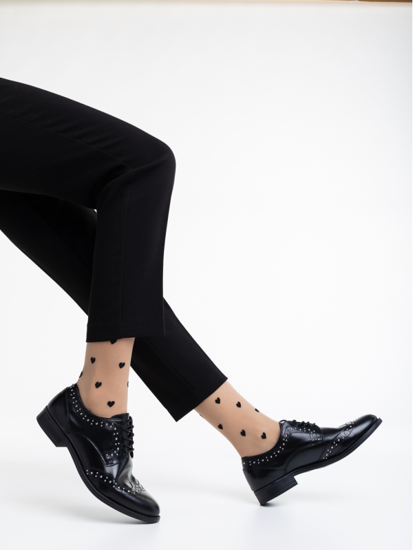 Всекидневни дамски обувки черни от естествена кожа Adiel, 3 - Kalapod.bg