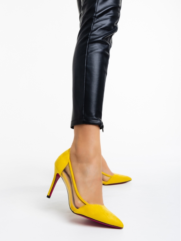 Дамски обувки жълти от текстилен материал Ambar, 2 - Kalapod.bg