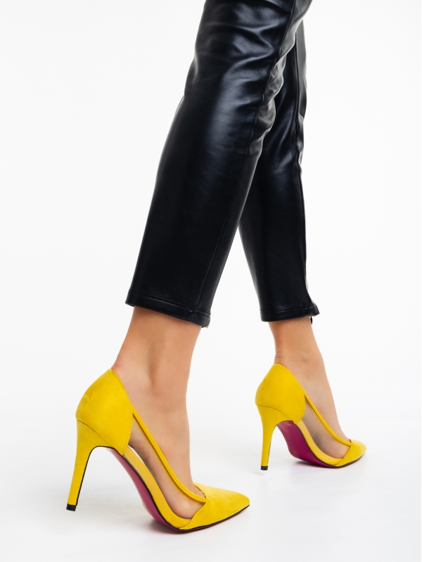 Дамски обувки жълти от текстилен материал Ambar, 3 - Kalapod.bg
