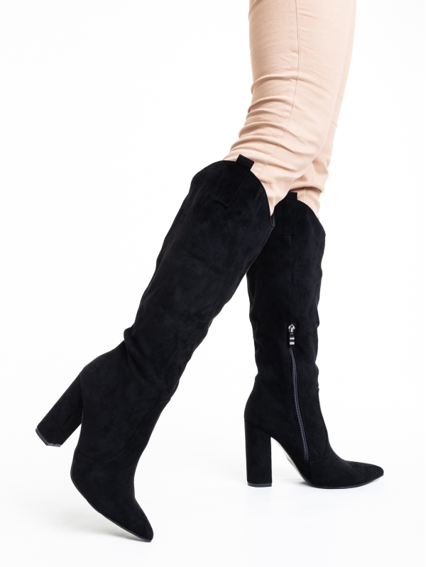 Дамски чизми черни от текстилен материал Mairead, 3 - Kalapod.bg