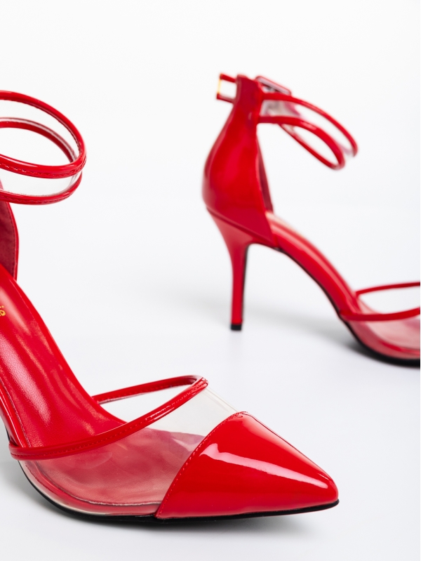 Дамски обувки червени от еко кожа лачена Alva, 6 - Kalapod.bg