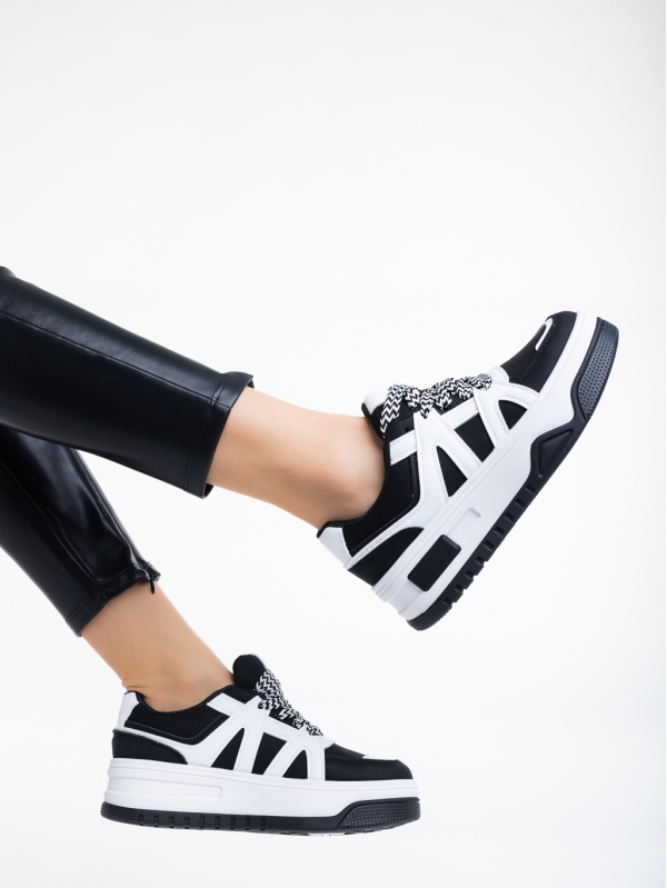 Дамски спортни обувки черни с бяло от еко кожа Daelen, 3 - Kalapod.bg