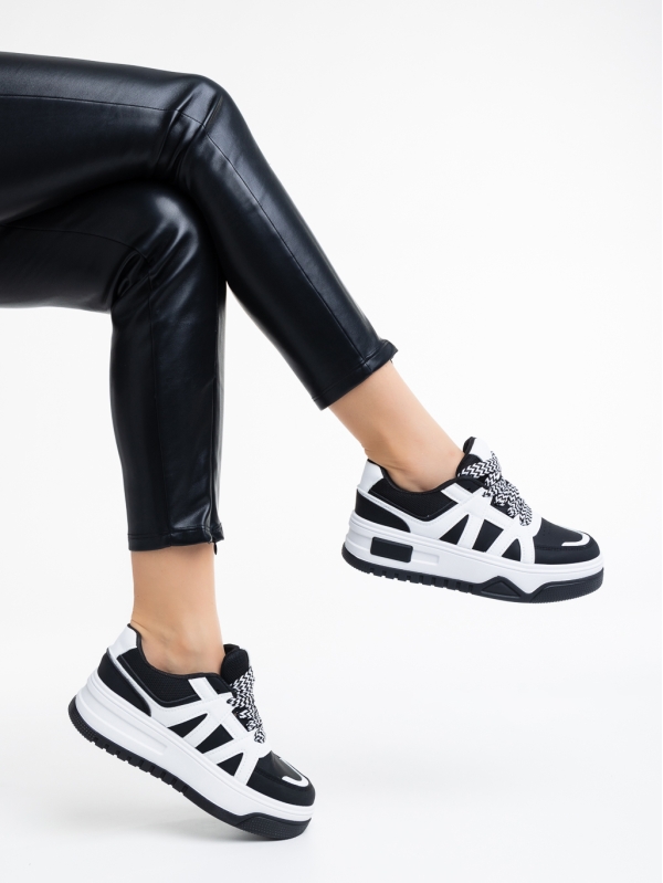 Дамски спортни обувки черни с бяло от еко кожа Daelen, 4 - Kalapod.bg