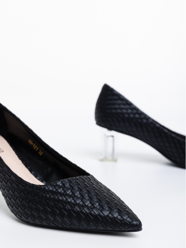 Дамски обувки черни с ток от еко кожа Novyanna, 6 - Kalapod.bg