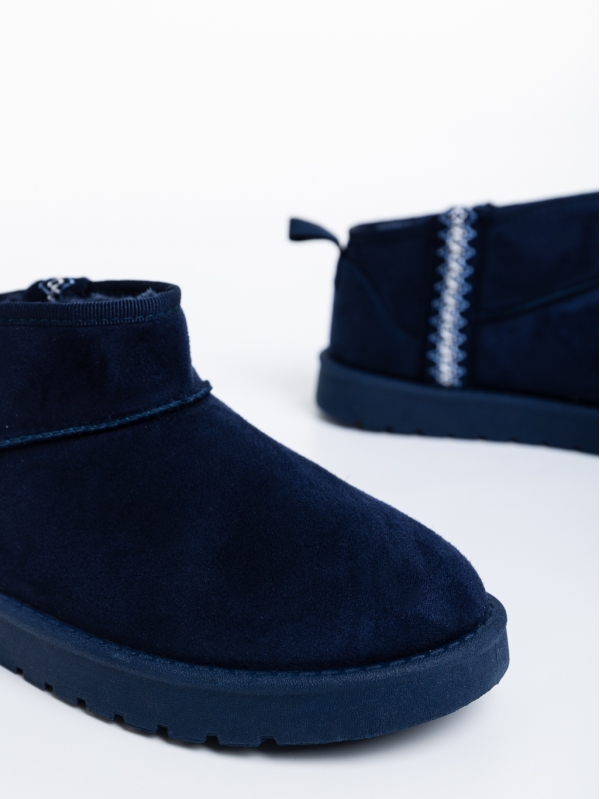 Дамски чизми тъмно сини от текстилен материал Aloani, 6 - Kalapod.bg