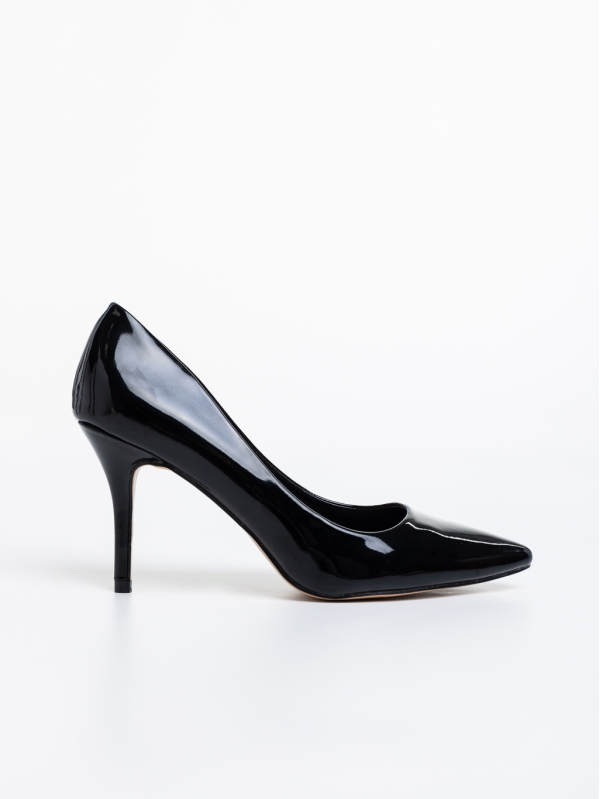 Дамски обувки черни с ток от еко кожа лачена Aidia, 7 - Kalapod.bg
