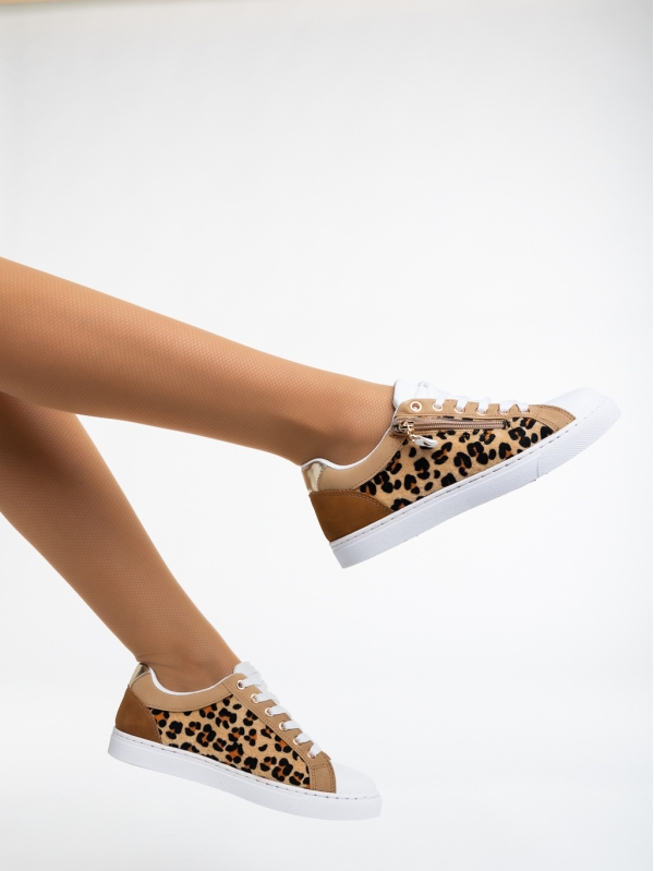 Дамски спортни обувки леопард от еко кожа и текстилен материал Kevia, 4 - Kalapod.bg