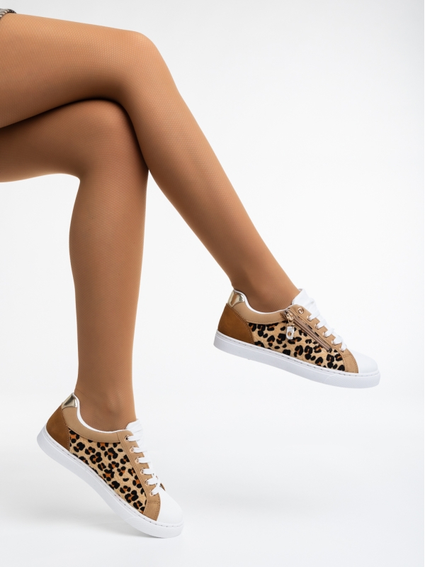 Дамски спортни обувки леопард от еко кожа и текстилен материал Kevia - Kalapod.bg
