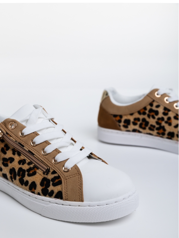 Дамски спортни обувки леопард от еко кожа и текстилен материал Kevia, 6 - Kalapod.bg