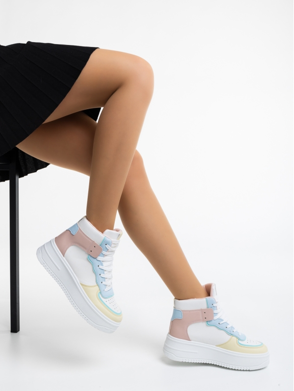 Дамски спортни обувки розови със синьо от еко кожа Naila, 4 - Kalapod.bg