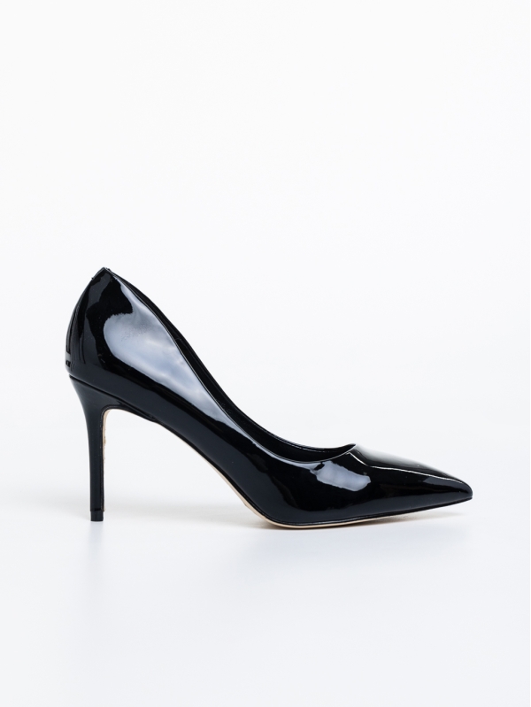 Дамски обувки черни с ток от еко кожа лачена Sanchia, 5 - Kalapod.bg