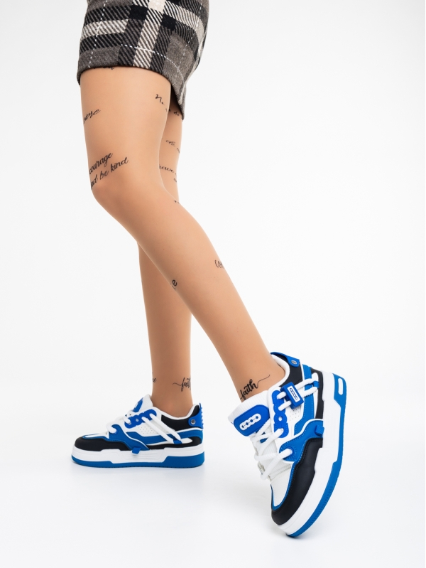 Дамски спортни обувки бели със синьо от еко кожа Cammie, 3 - Kalapod.bg