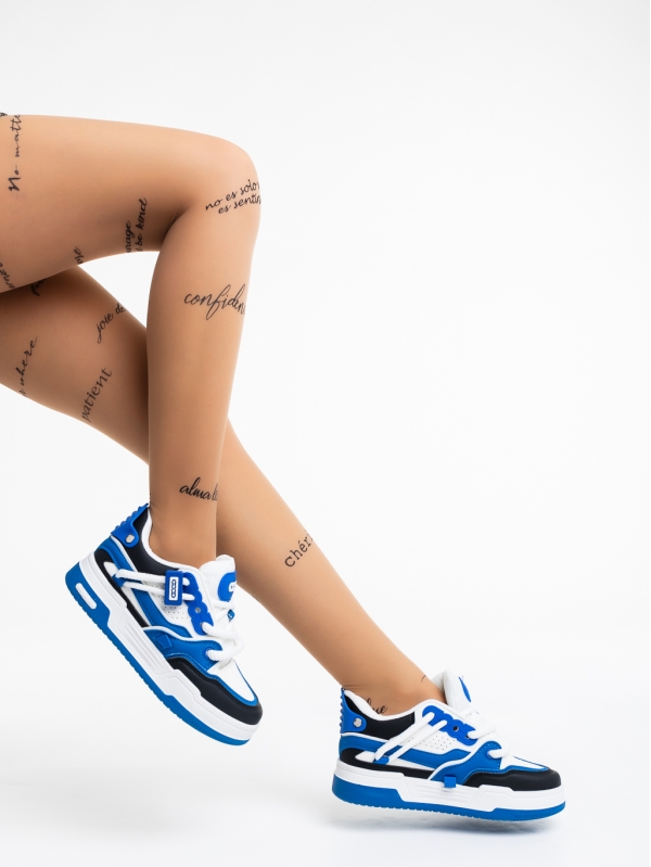 Дамски спортни обувки бели със синьо от еко кожа Cammie, 4 - Kalapod.bg