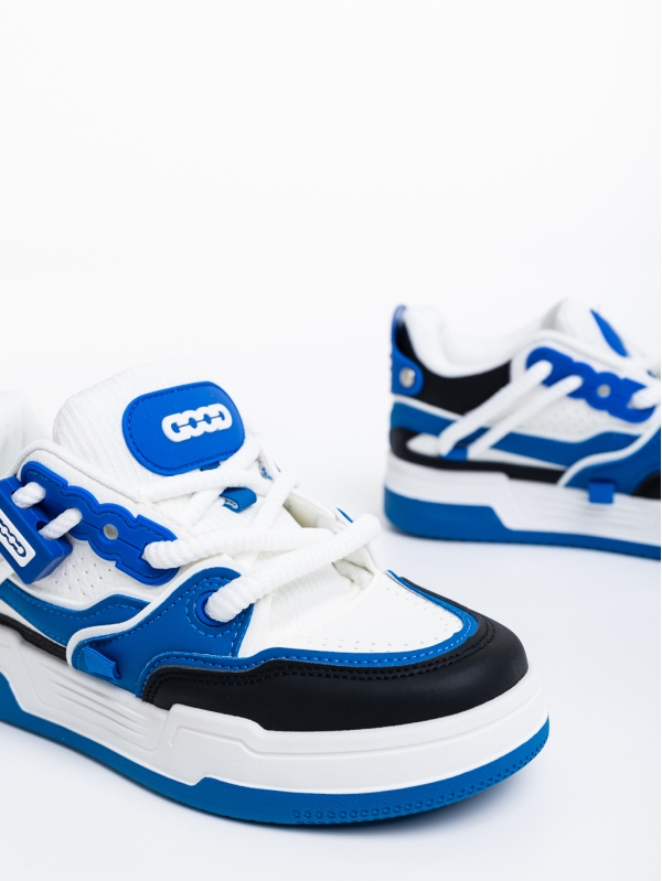 Дамски спортни обувки бели със синьо от еко кожа Cammie, 6 - Kalapod.bg