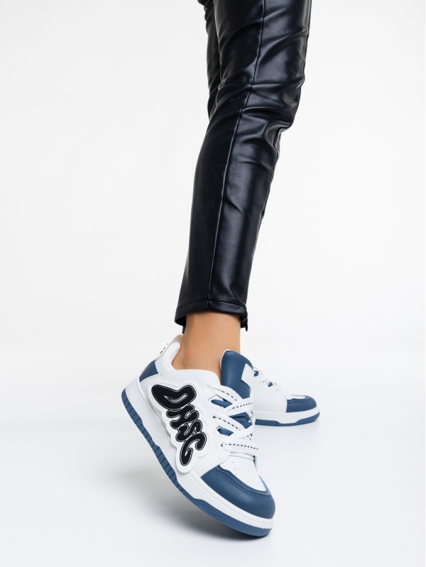 Дамски спортни обувки бели със синьо от еко кожа Azurine, 2 - Kalapod.bg