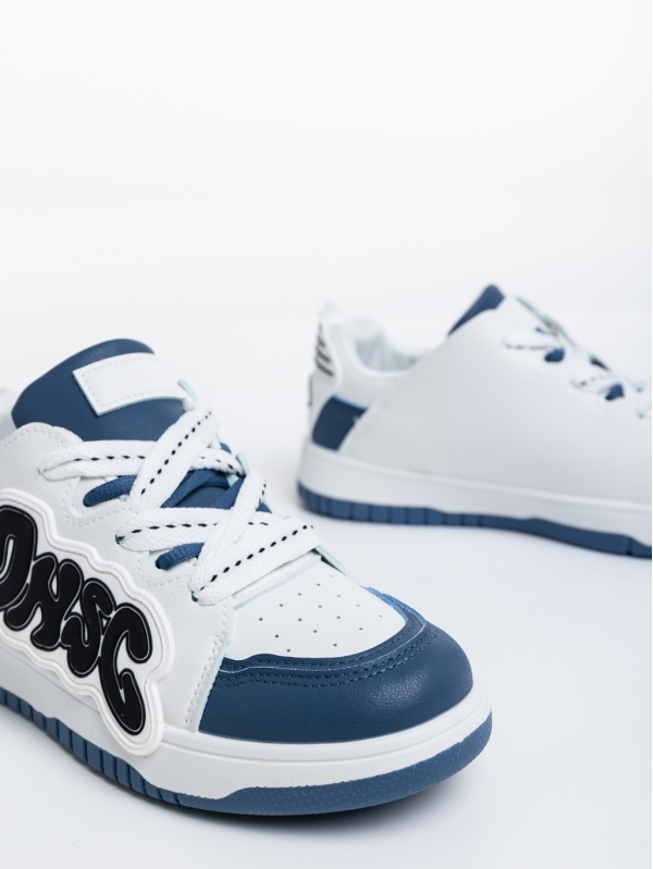 Дамски спортни обувки бели със синьо от еко кожа Azurine, 6 - Kalapod.bg