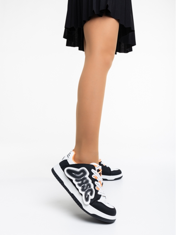 Дамски спортни обувки бели с черно от еко кожа Azurine, 2 - Kalapod.bg