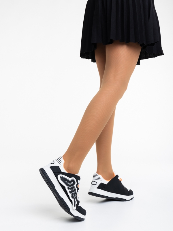 Дамски спортни обувки бели с черно от еко кожа Azurine, 3 - Kalapod.bg