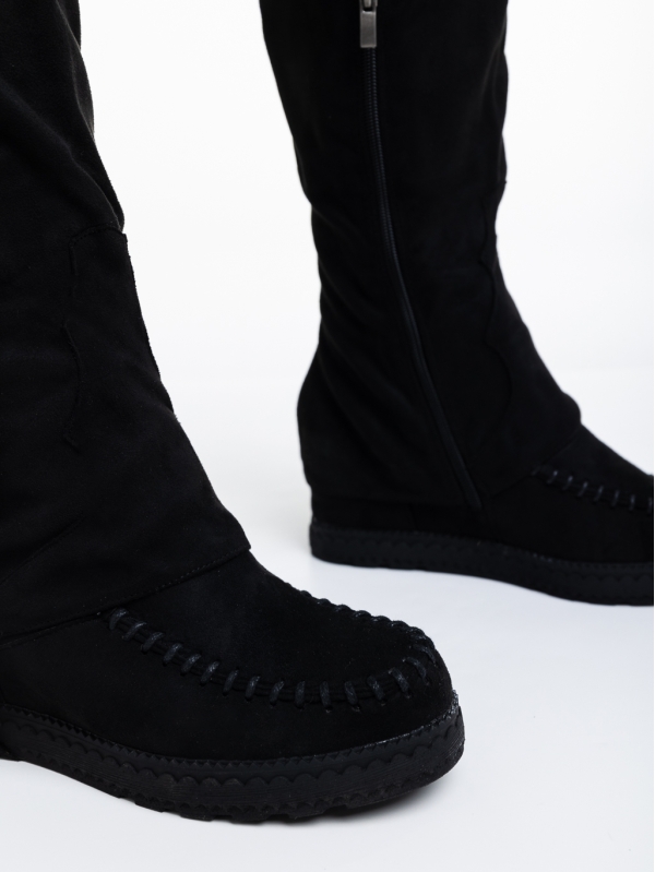 Дамски чизми черни от текстилен материал Nicci, 6 - Kalapod.bg
