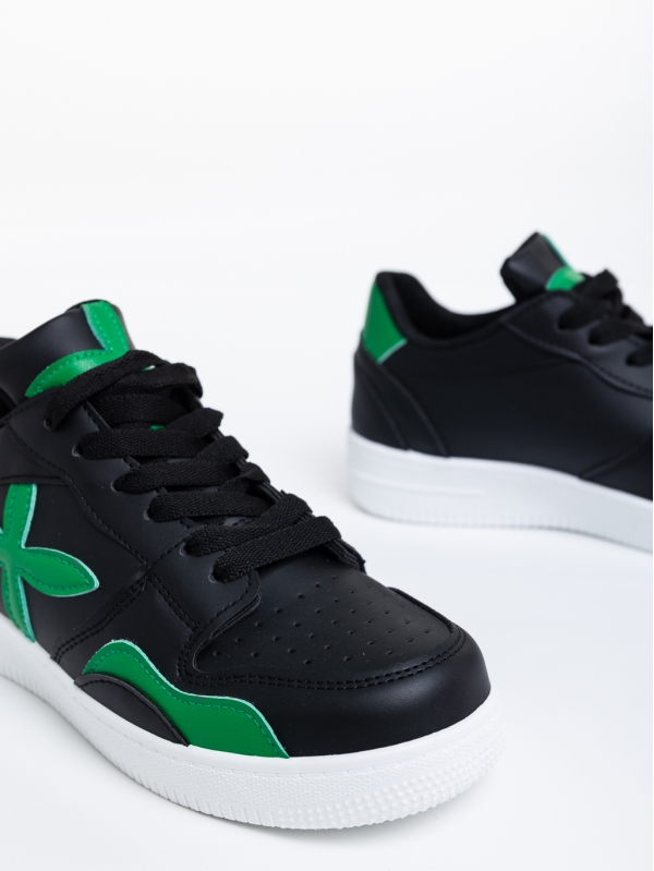 Дамски  спортни обувки черно с зелено от екологична кожа Cierra, 6 - Kalapod.bg
