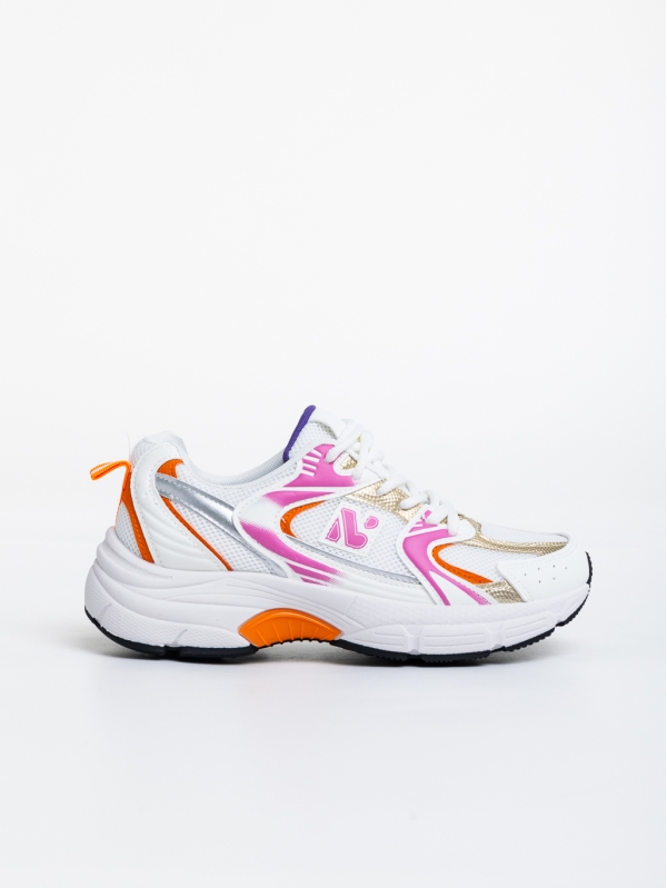 Дамски  спортни обувки бели с оранжево от текстилен  материал Maryann, 5 - Kalapod.bg