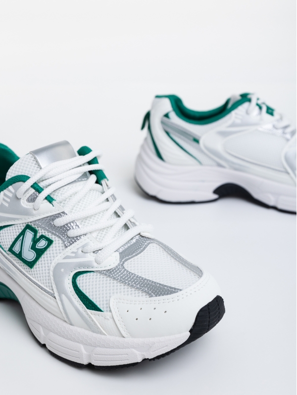 Дамски  спортни обувки бели с зелено от текстилен  материал Maryann, 6 - Kalapod.bg