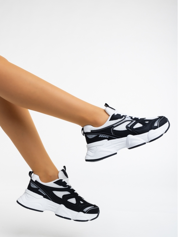 Дамски спортни обувки черни от екологична кожа и текстилен  материал Kiani, 4 - Kalapod.bg