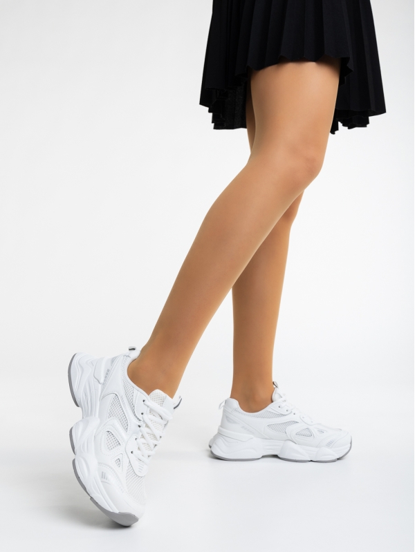 Дамски спортни обувки бели от екологична кожа и текстилен  материал Kiani, 3 - Kalapod.bg
