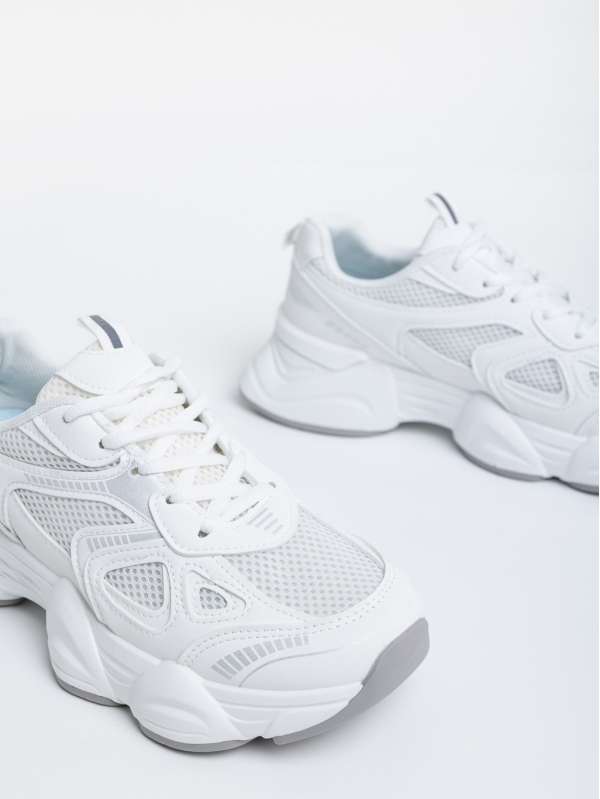Дамски спортни обувки бели от екологична кожа и текстилен  материал Kiani, 6 - Kalapod.bg