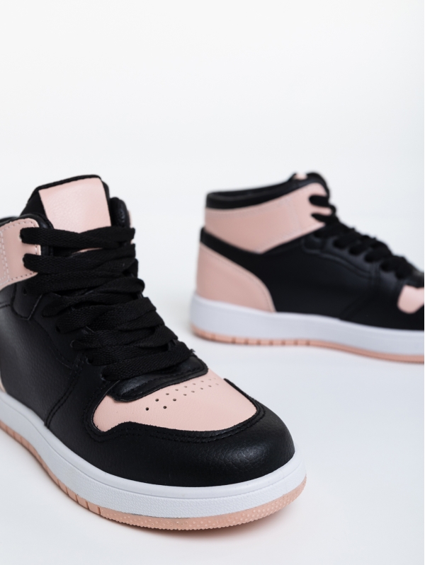 Детски спортни обувки черни с розово от екологична кожа Berlia, 4 - Kalapod.bg