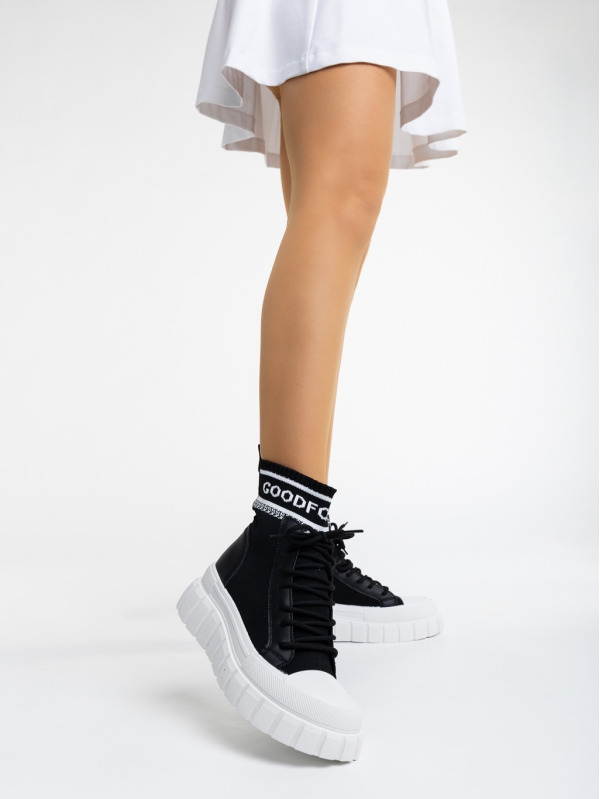 Дамски спортни обувки черни от текстилен  материал Princell, 2 - Kalapod.bg