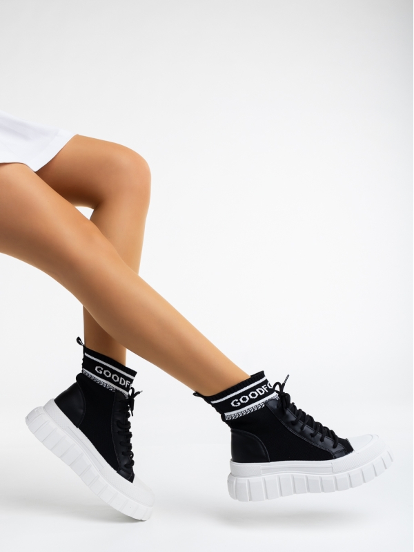 Дамски спортни обувки черни от текстилен  материал Princell - Kalapod.bg